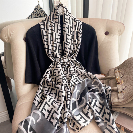 New Silk Satin Thin Shawl Tide Brand