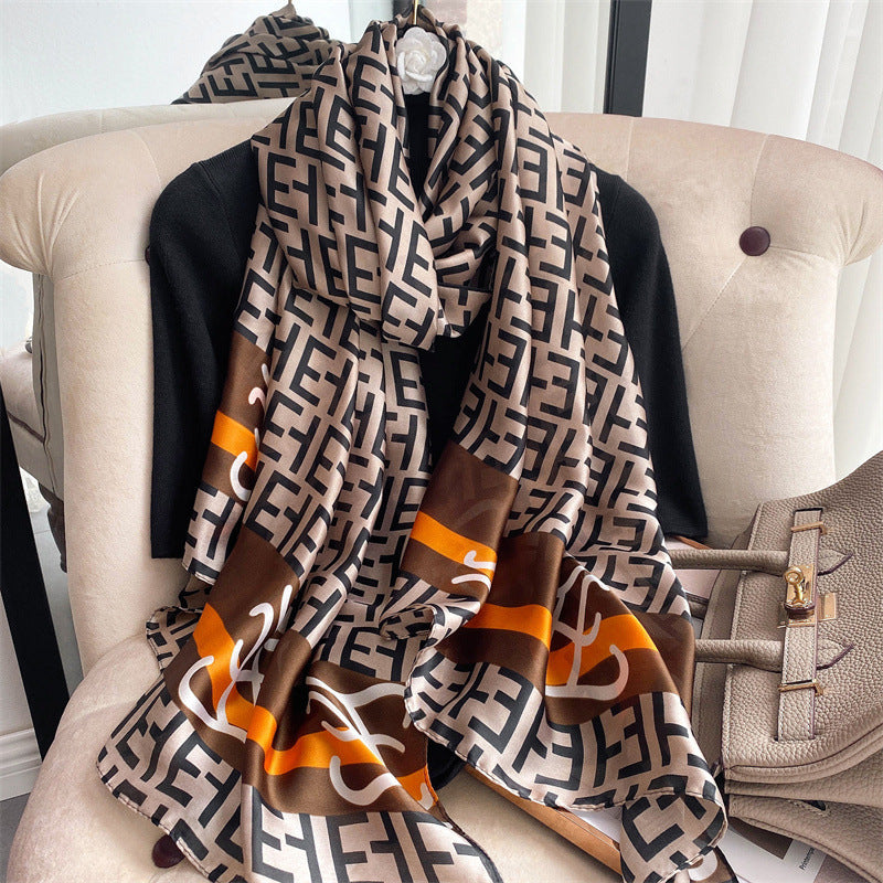New Silk Satin Thin Shawl Tide Brand