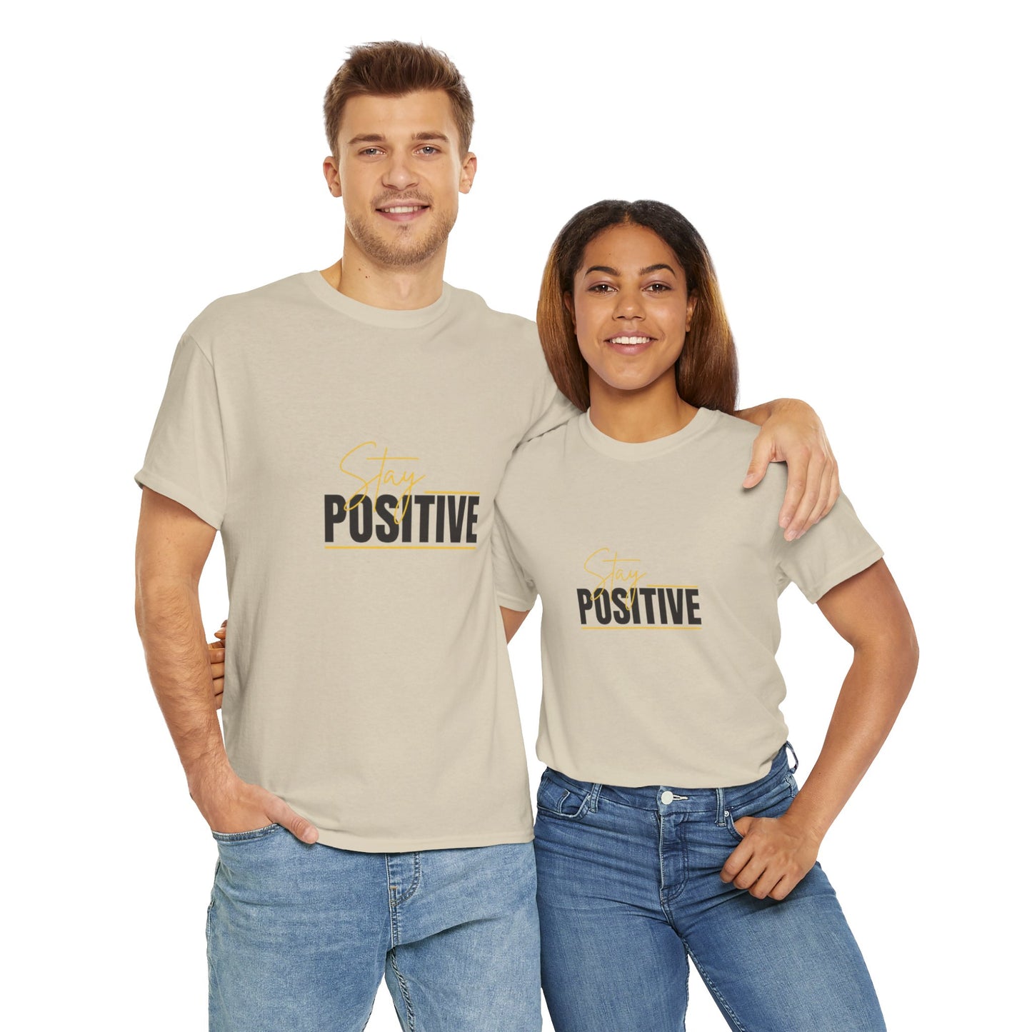 Stay Positive Unisex Heavy Cotton Tee - Uplifting Casual Wear