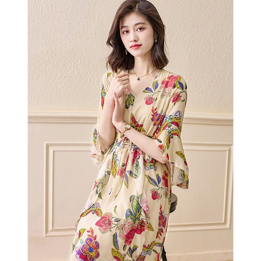 Summer New Elegant Long Dress Fairy Waist Beach Chiffon Skirt