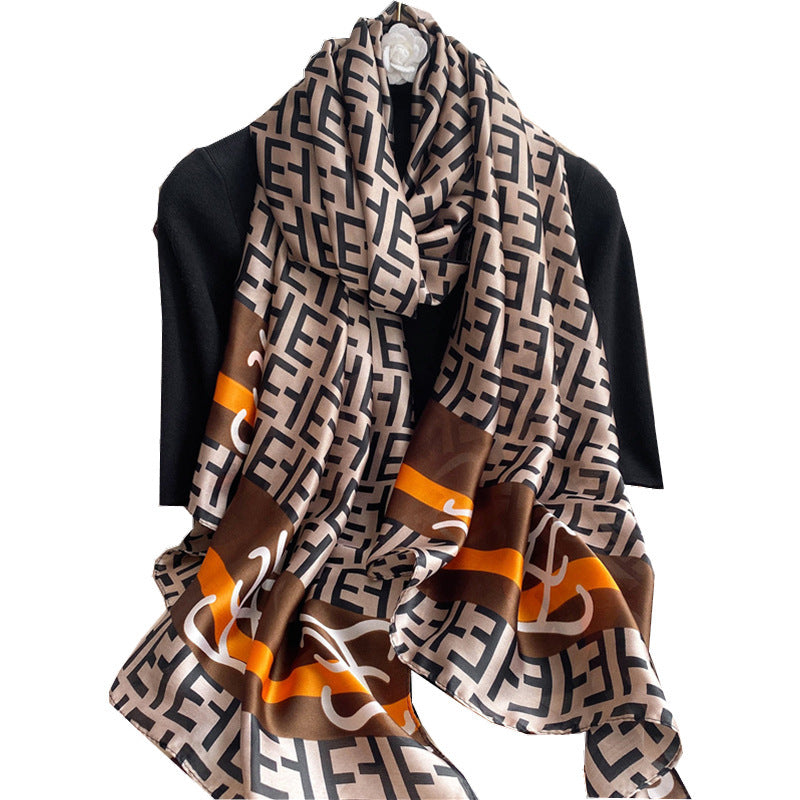 New Silk Satin Thin Shawl Tide Brand