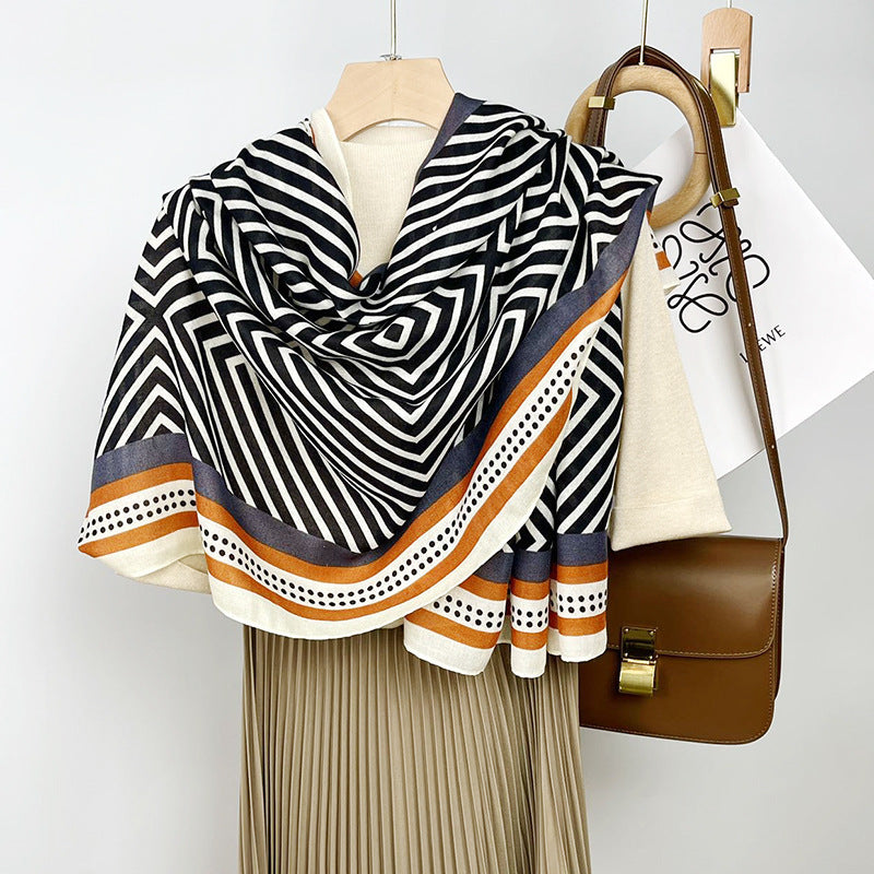 Cotton And Linen Scarf Thin And Silky Shawl For Women