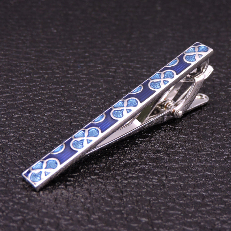 Men's Fashion Business Copper Polishing Rubber Pattern Tie Clip