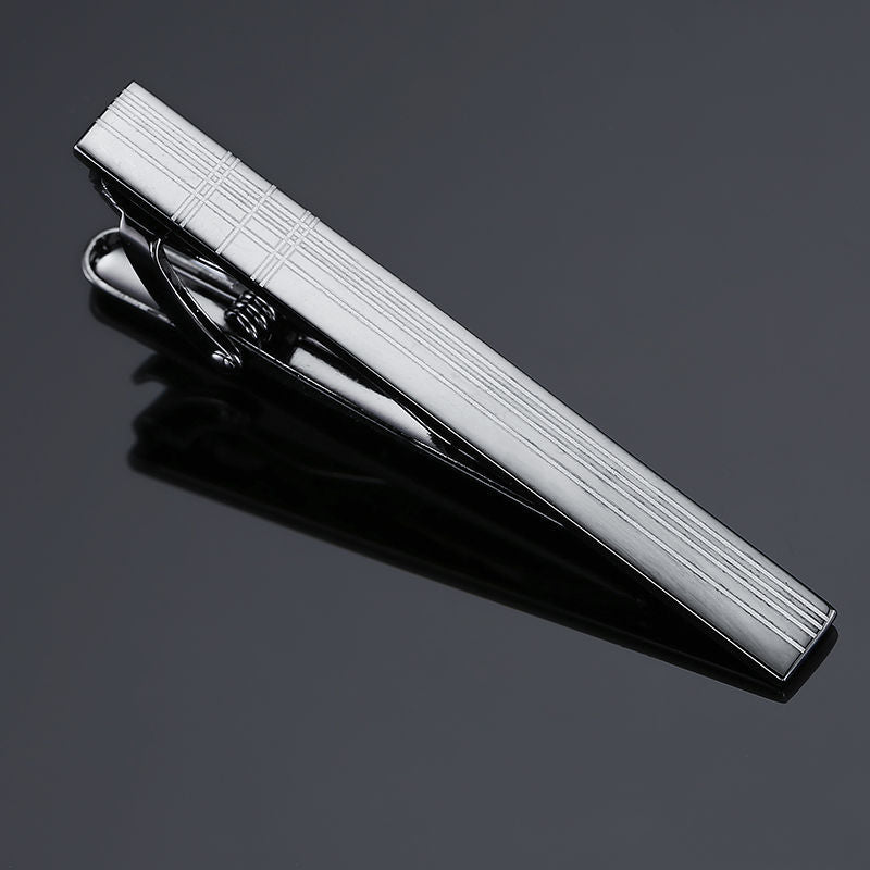 Men's Fashion Business Copper Polishing Rubber Pattern Tie Clip
