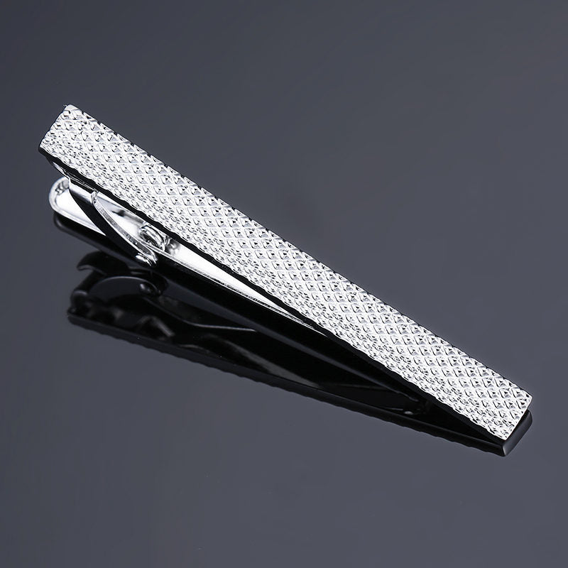 Men's Fashion Business Copper Polishing Rubber Pattern Tie Clip