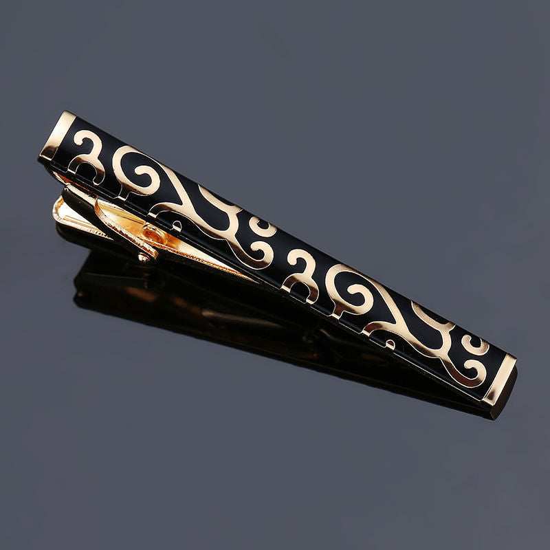 Men's Fashion Business Copper Polishing Rubber Pattern Tie Clip