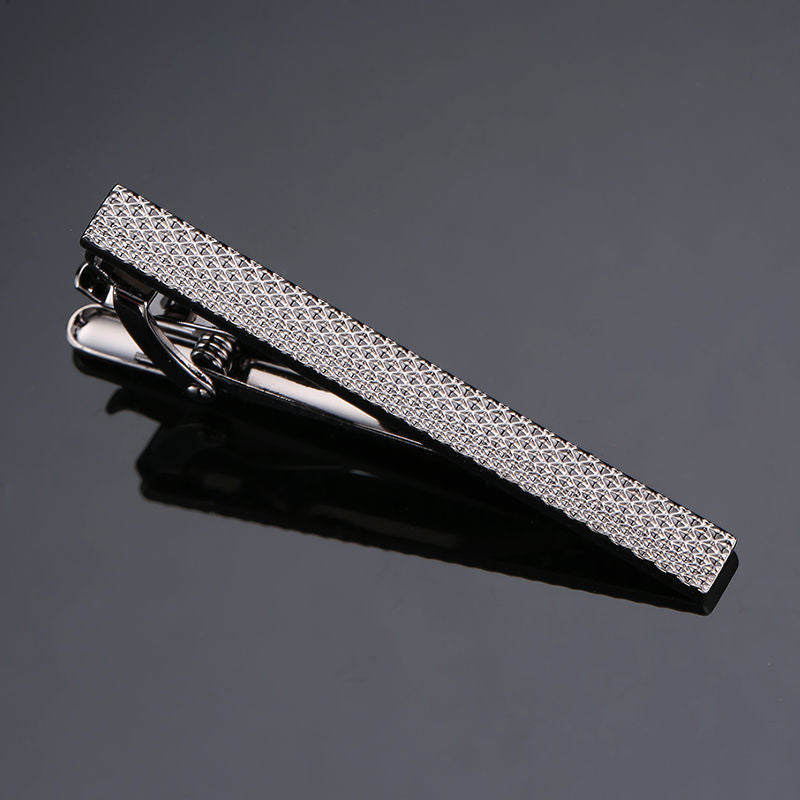 Men's Fashion Business Copper Polishing Rubber Pattern Tie Clip