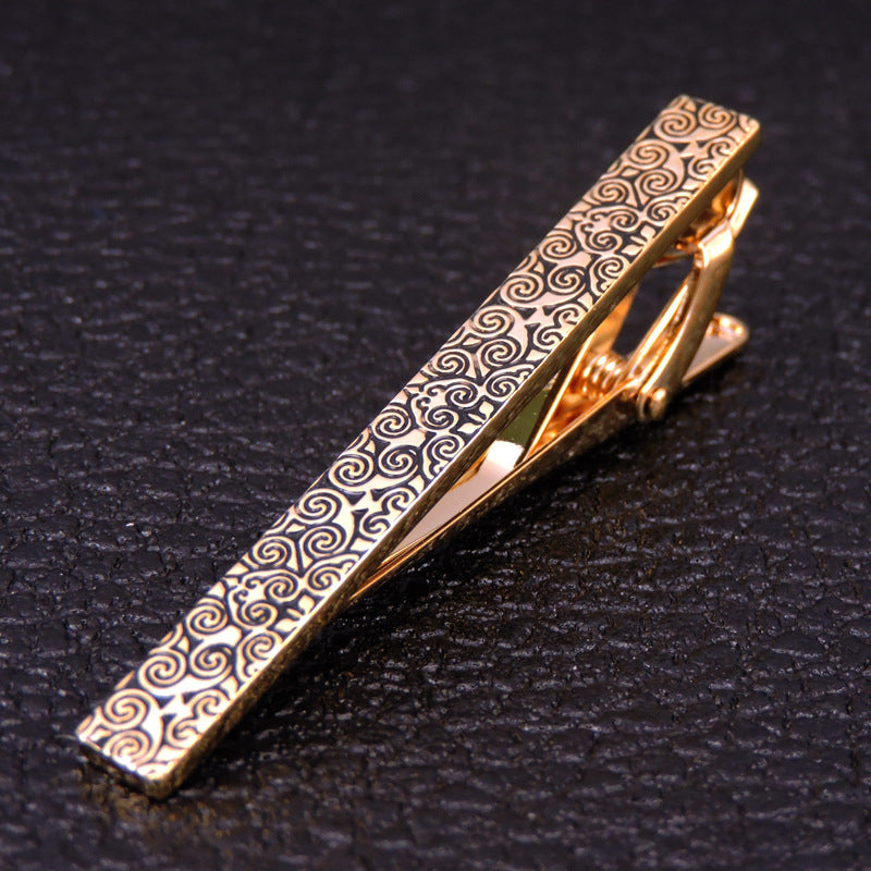 Men's Fashion Business Copper Polishing Rubber Pattern Tie Clip