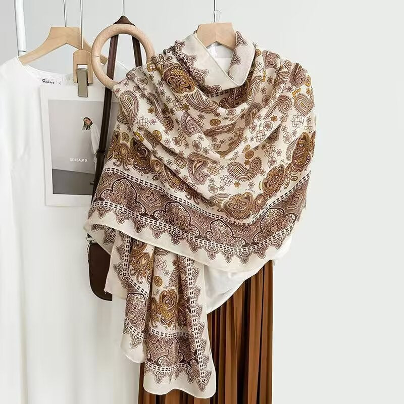 Cotton And Linen Scarf Thin And Silky Shawl For Women