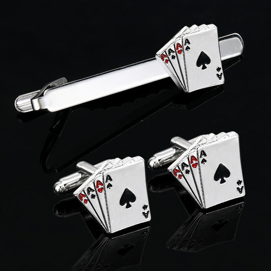 Poker Cufflinks Business Shirt Cufflinks Tie Clip