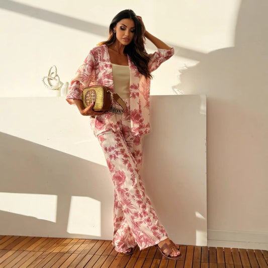 Women's Clothing Printed Long-sleeved Top Suit Fashion