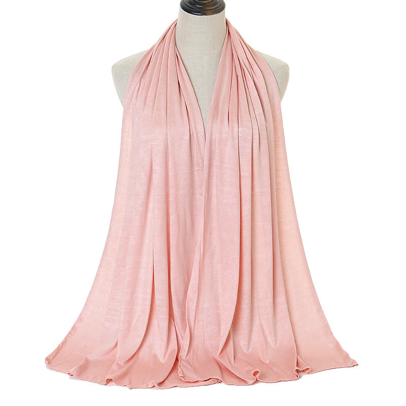 Pure Color Mercerized Cotton Headscarf Warm Shawl