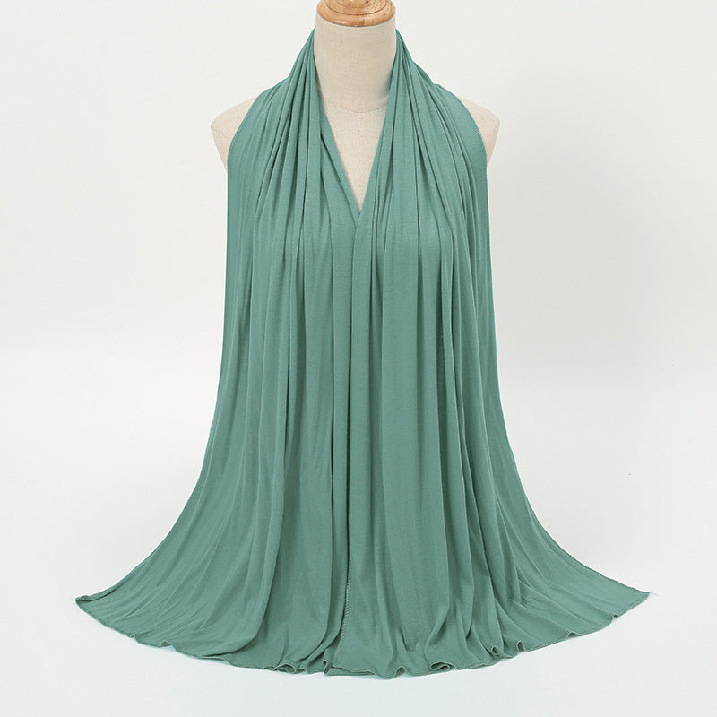Pure Color Mercerized Cotton Headscarf Warm Shawl