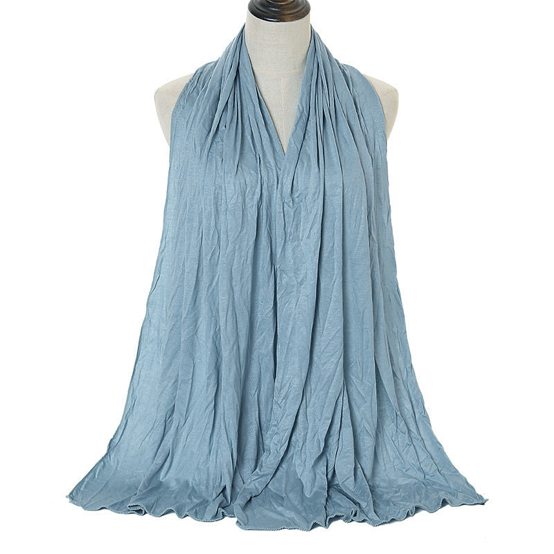 Pure Color Mercerized Cotton Headscarf Warm Shawl