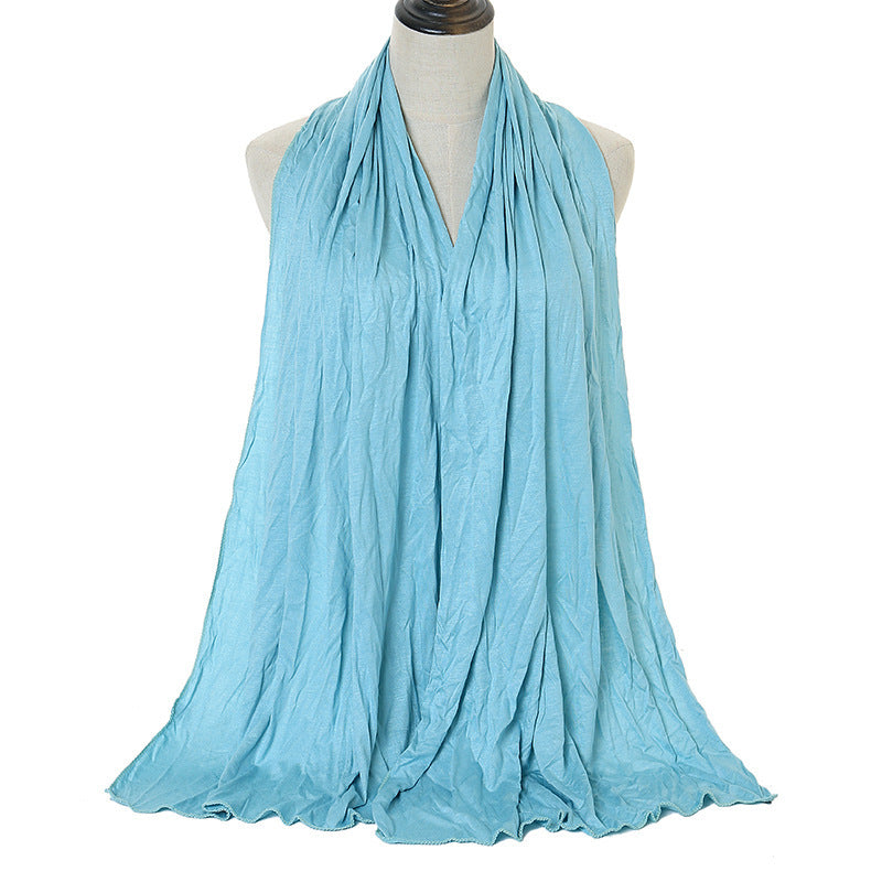 Pure Color Mercerized Cotton Headscarf Warm Shawl