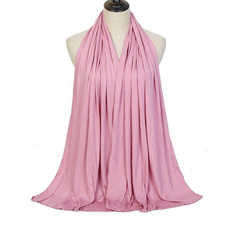 Pure Color Mercerized Cotton Headscarf Warm Shawl