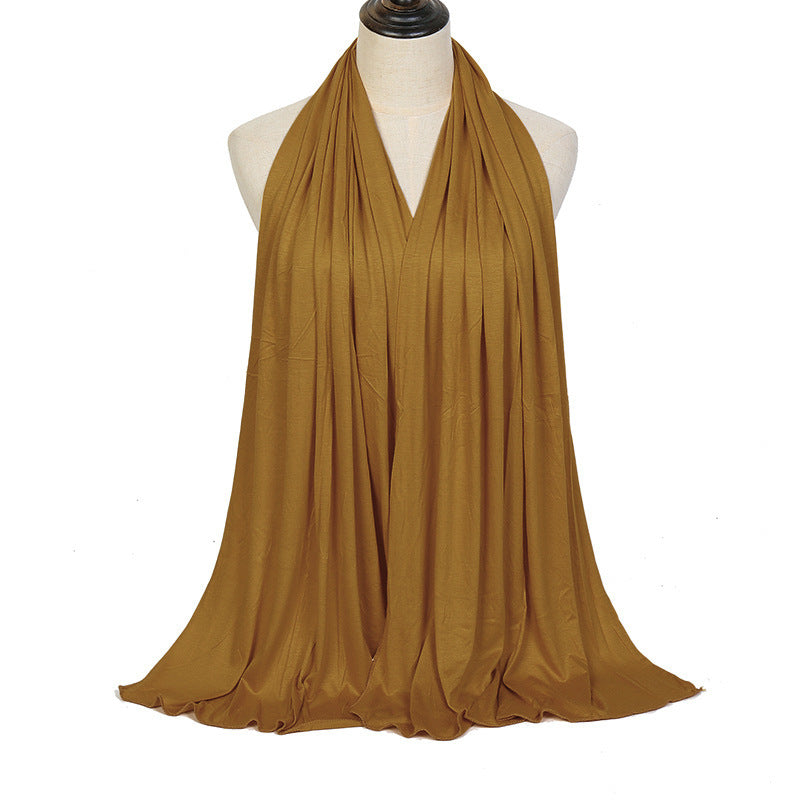 Pure Color Mercerized Cotton Headscarf Warm Shawl