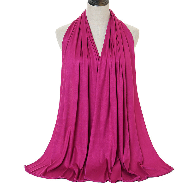 Pure Color Mercerized Cotton Headscarf Warm Shawl