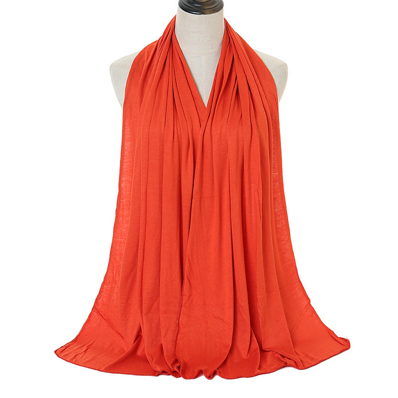 Pure Color Mercerized Cotton Headscarf Warm Shawl