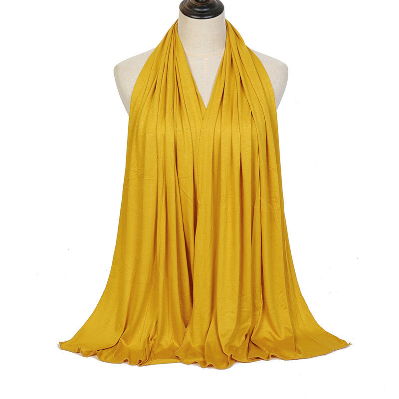 Pure Color Mercerized Cotton Headscarf Warm Shawl