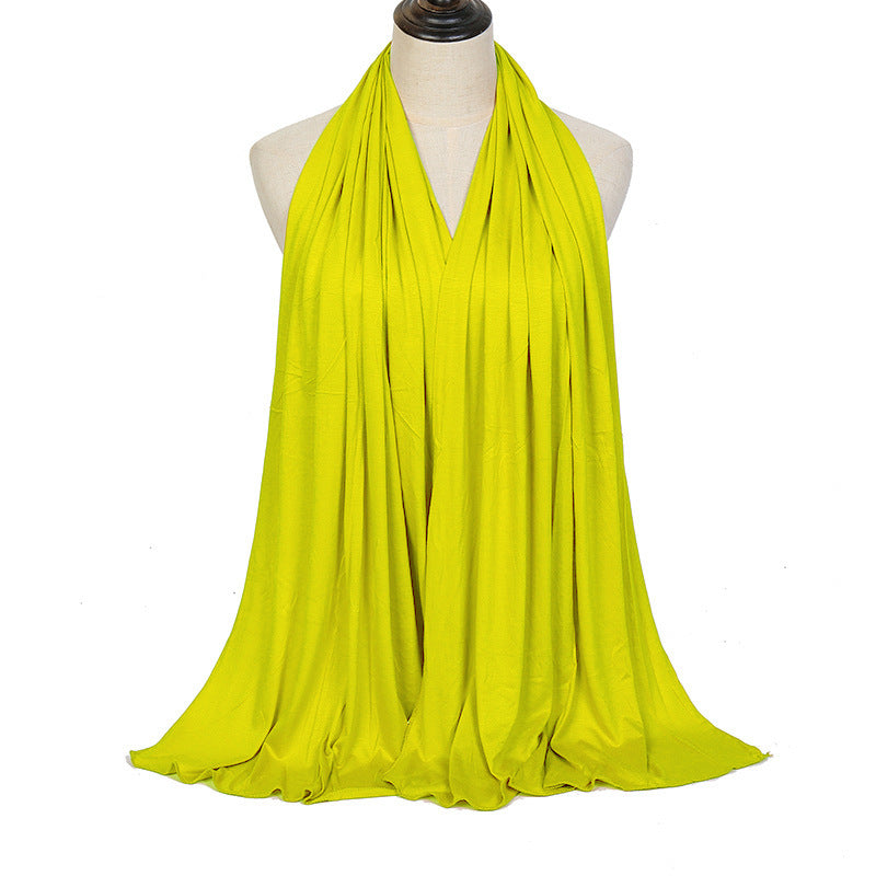 Pure Color Mercerized Cotton Headscarf Warm Shawl