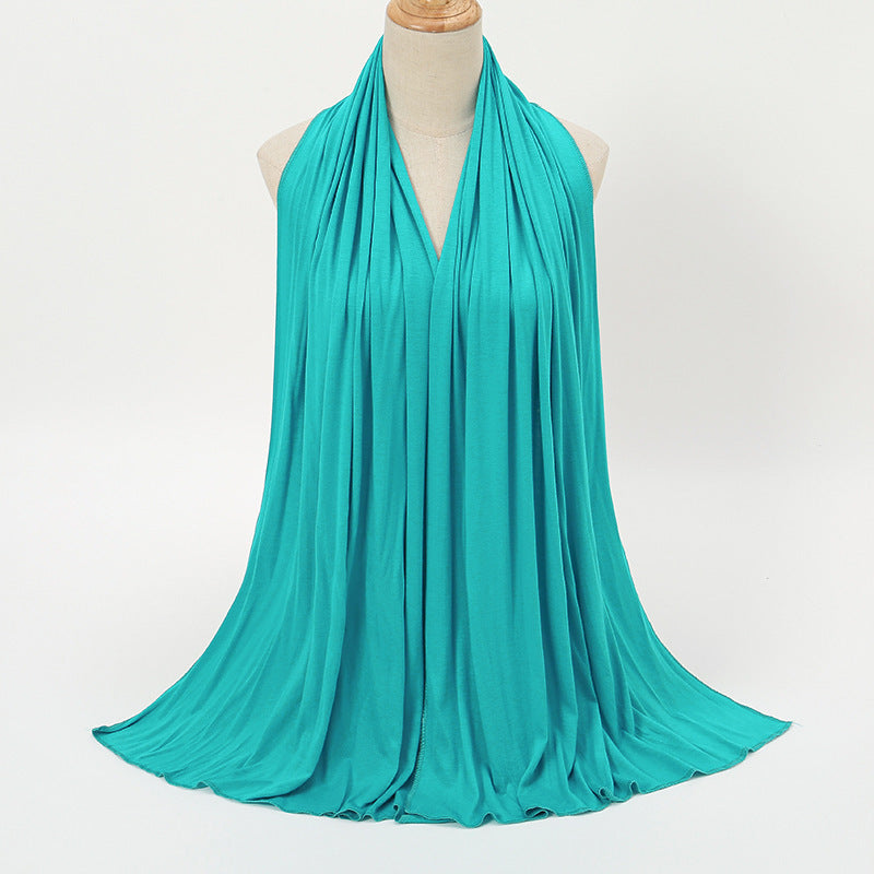 Pure Color Mercerized Cotton Headscarf Warm Shawl