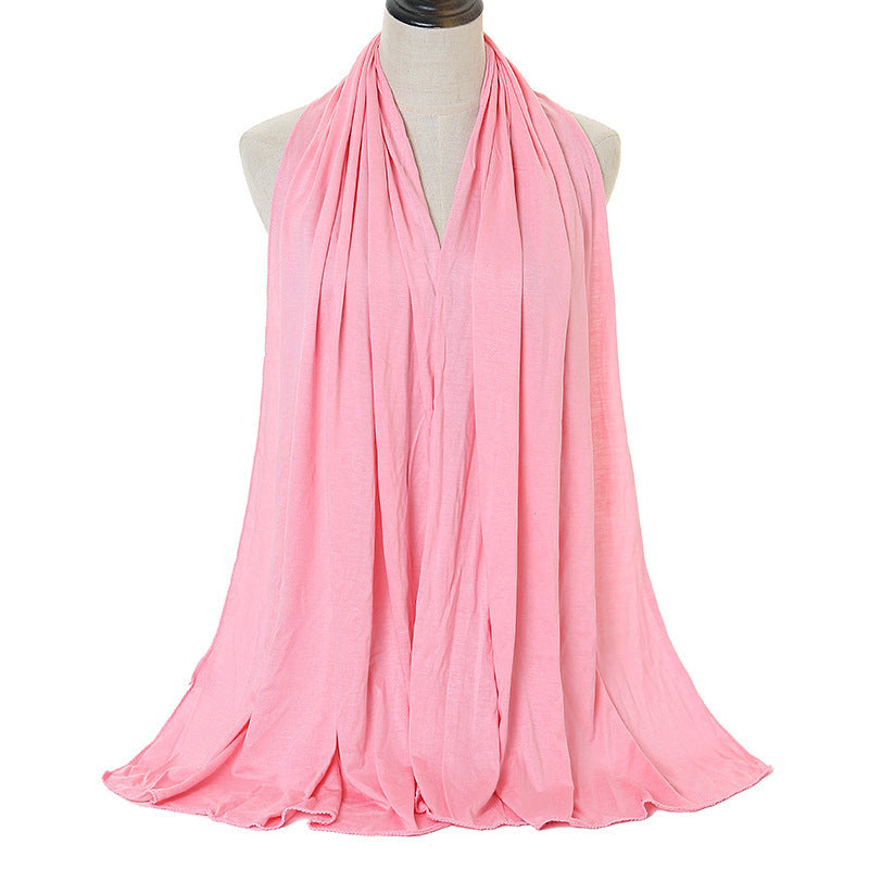 Pure Color Mercerized Cotton Headscarf Warm Shawl