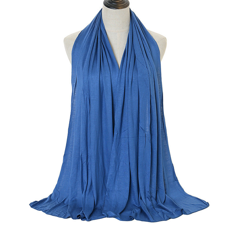 Pure Color Mercerized Cotton Headscarf Warm Shawl