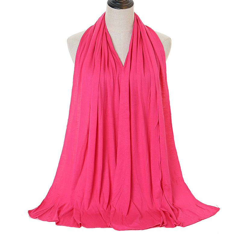 Pure Color Mercerized Cotton Headscarf Warm Shawl