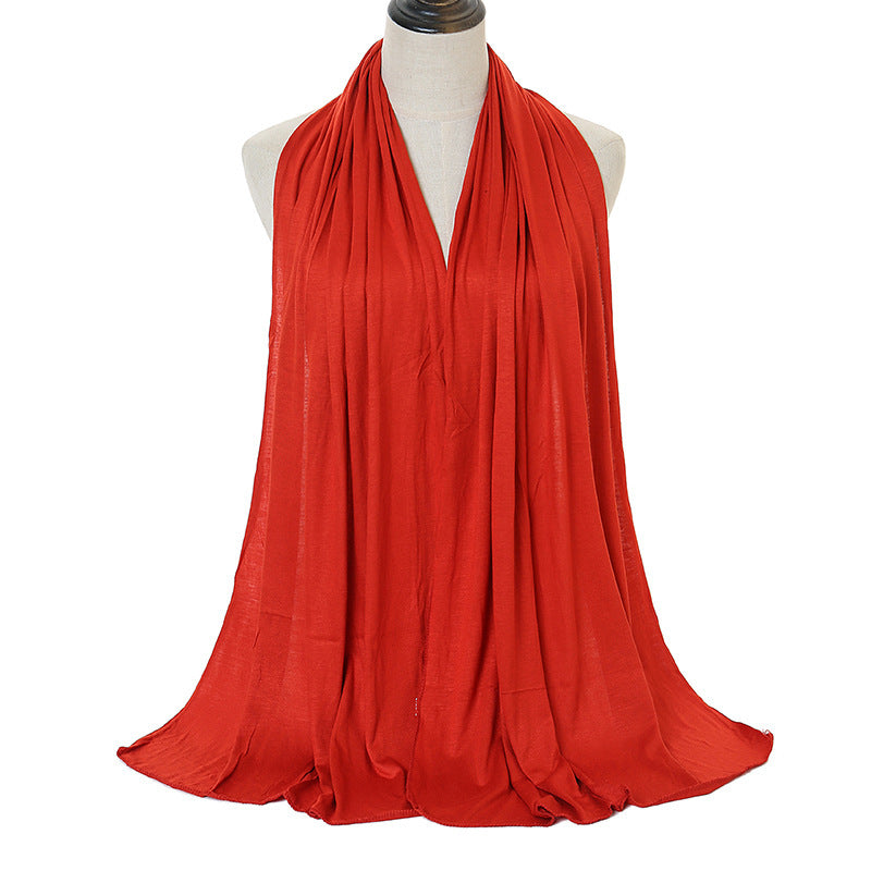 Pure Color Mercerized Cotton Headscarf Warm Shawl