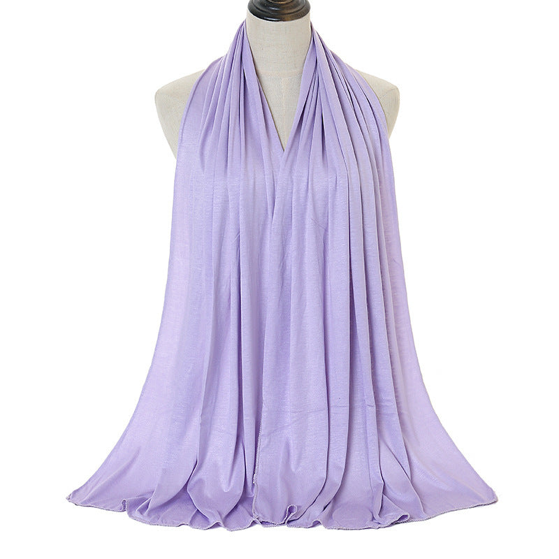 Pure Color Mercerized Cotton Headscarf Warm Shawl