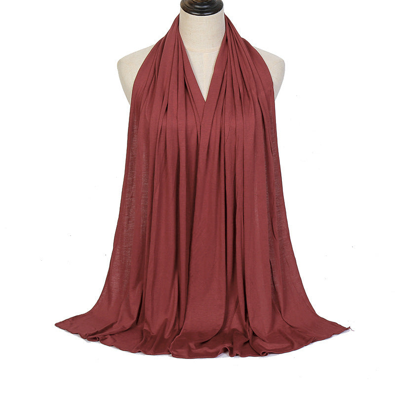 Pure Color Mercerized Cotton Headscarf Warm Shawl