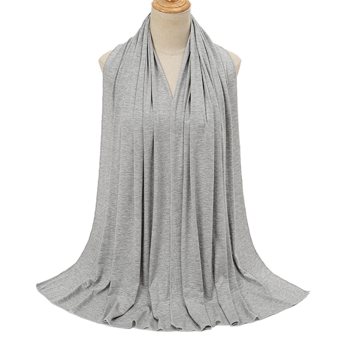 Pure Color Mercerized Cotton Headscarf Warm Shawl
