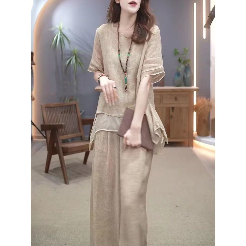 Retro Tencel Cotton And Hemp Set For Women