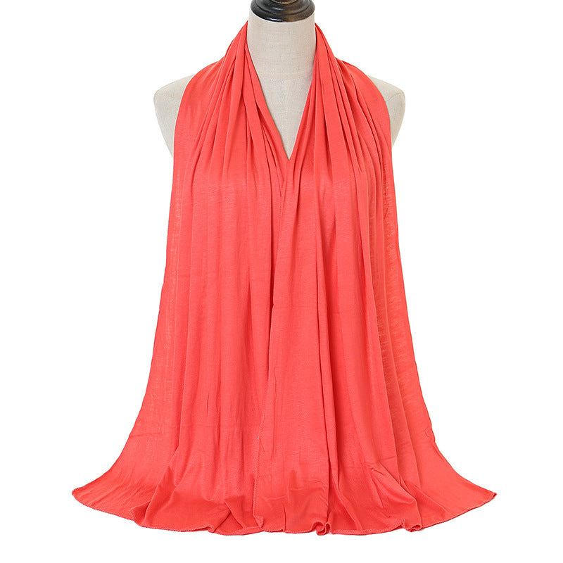 Pure Color Mercerized Cotton Headscarf Warm Shawl