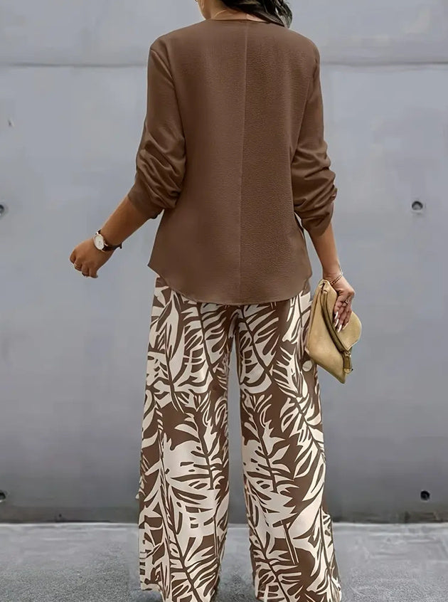 Tropical Printed Women's Casual Suit