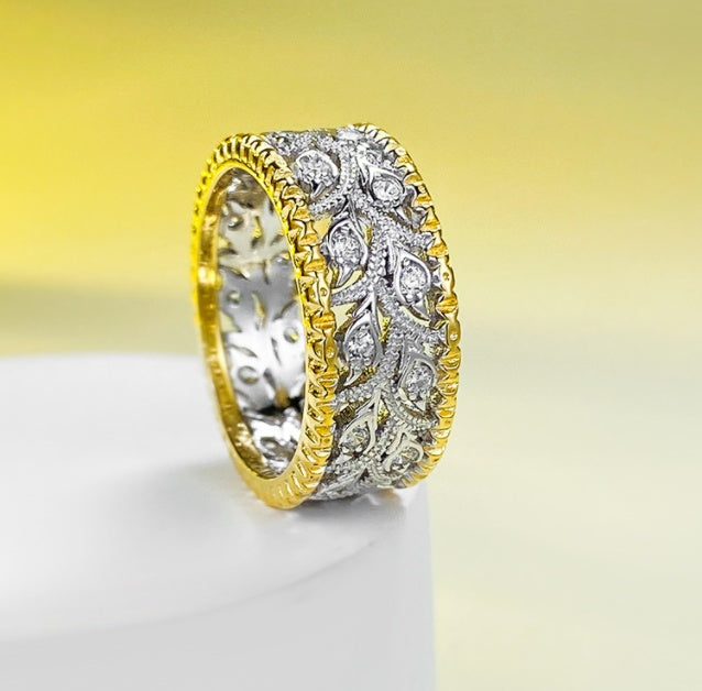 Light Luxury Style 925 Silver Fabric Cutout Pattern Retro Women's Ring
