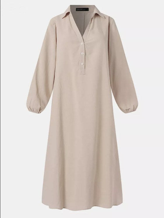 Artistic Style Retro Women's Cotton And Linen Swing Dress