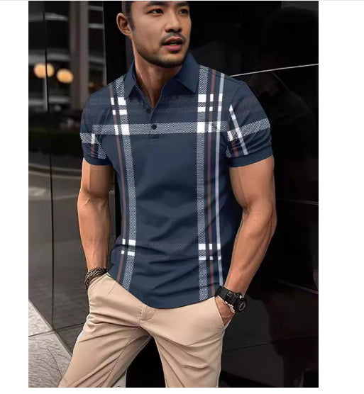Business Plaid Slim Fit Polo Shirt