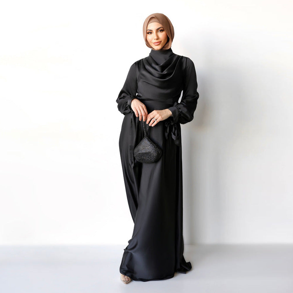Muslim Pile Collar Robe And Ankle Dress
