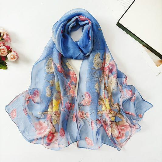 Summer Sunscreen Scarf Beach Scarf Wholesale Long Women's Soft Plum Blossom Ladies Decoration Thin Scarf Scarf