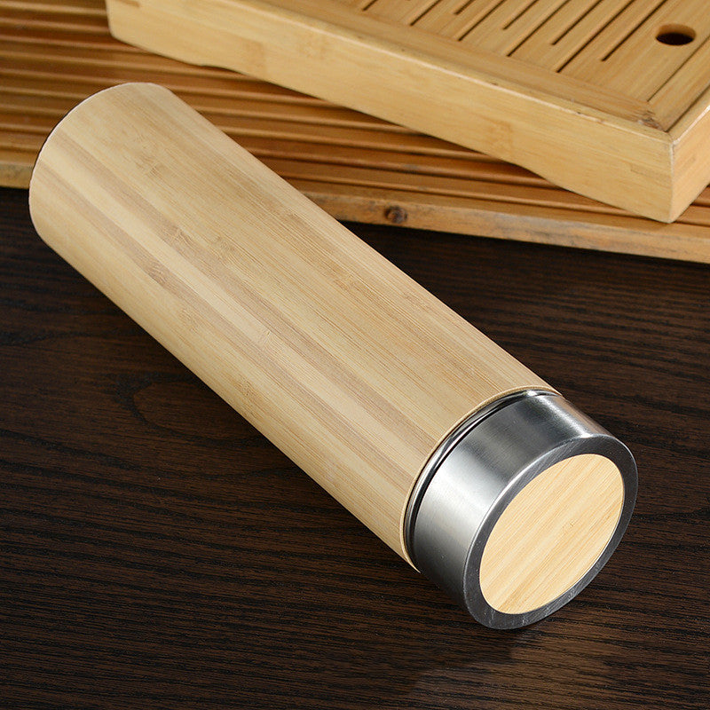 Creative Bamboo Shell Double Layer Stainless Steel Thermal Mug