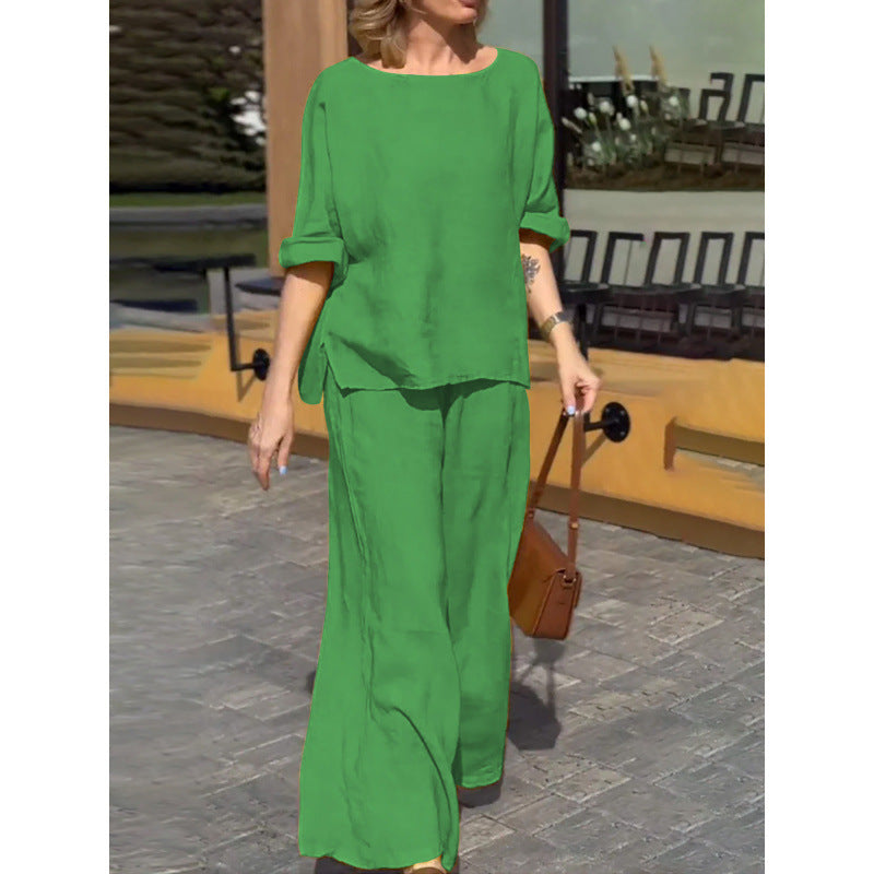 Cotton And Linen Suit Loose Casual Trousers Two-piece Suit