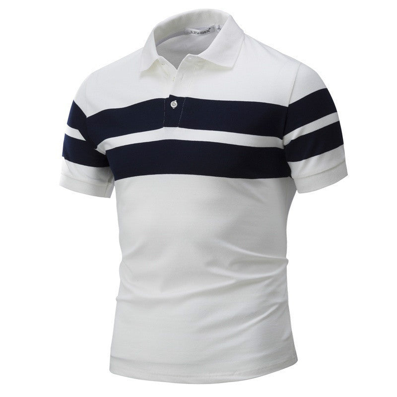 Men's Slim-fit Striped Short Sleeves T-shirt European And American Leisure Polo Shirt Foreign Trade Men Short T-shirt