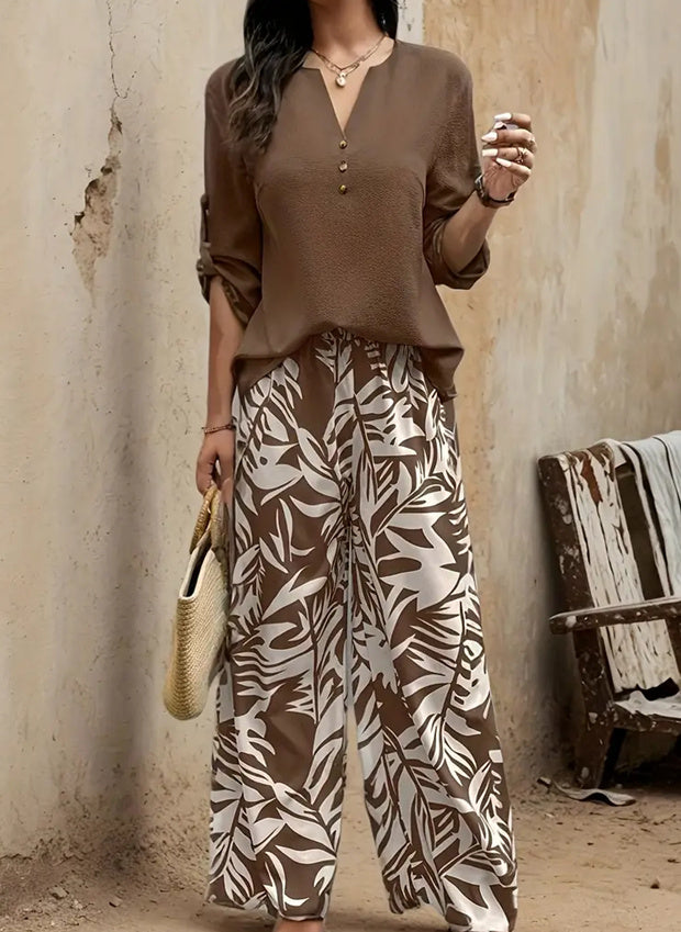 Tropical Printed Women's Casual Suit