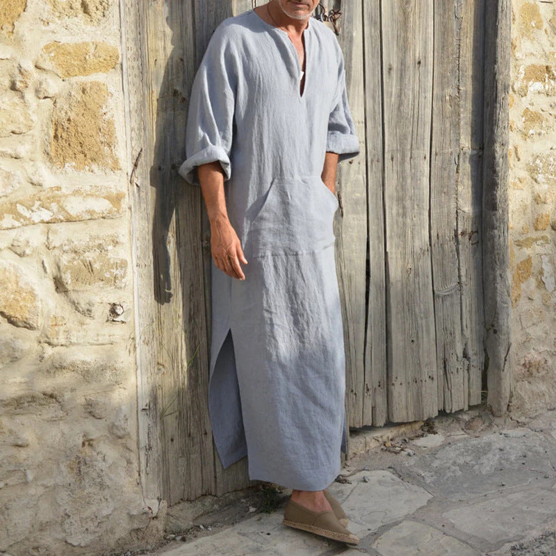 New Men's Long Cotton And Linen Big T Middle East Long Big T