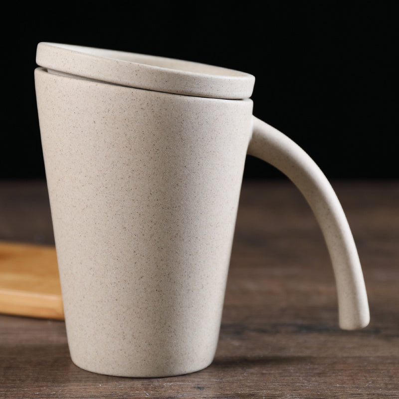 Creative Ceramic Mug Nostalgic Milk Breakfast Mug With Lid
