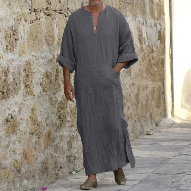 New Men's Long Cotton And Linen Big T Middle East Long Big T