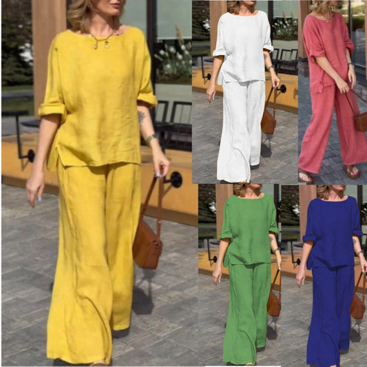 Cotton And Linen Suit Loose Casual Trousers Two-piece Suit
