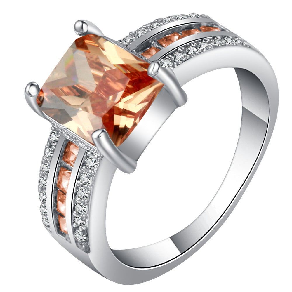 European And American Men And Women Inlaid Zircon Ring
